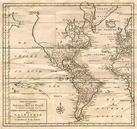 Nieuwe Kaart van het Westelykste Deel der Weereld, dienende tot aanwyzing van de Scheepstogten der Nederlanderen Naar Westindie