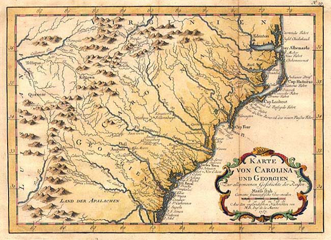 Karte Von Carolina Und Georgien