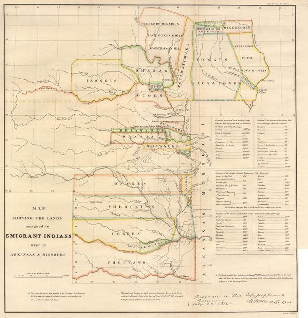 Map Showing the Lands assigned to Emigrant Indians West of Arkansas & Missouri