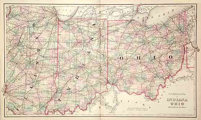 New Railroad Map of Indiana Ohio and part of Illinois