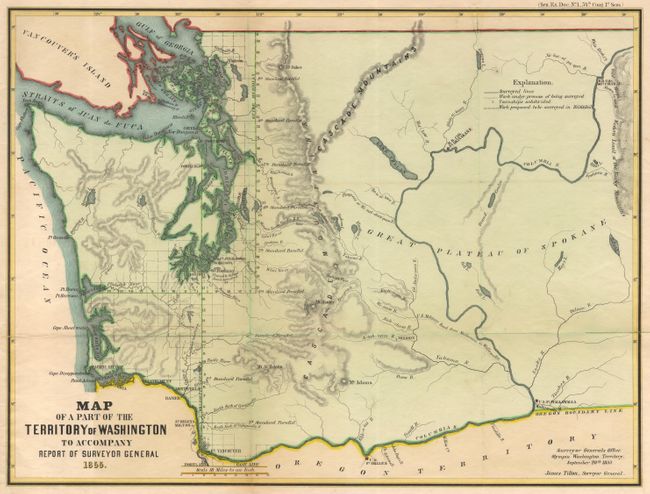 Map of a part of the Territory of Washington to Accompany Report of Surveyor General 1855