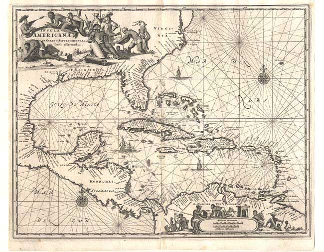 Insulae Americanae in Oceano Septentrionali, cum Terris adiacentibus.