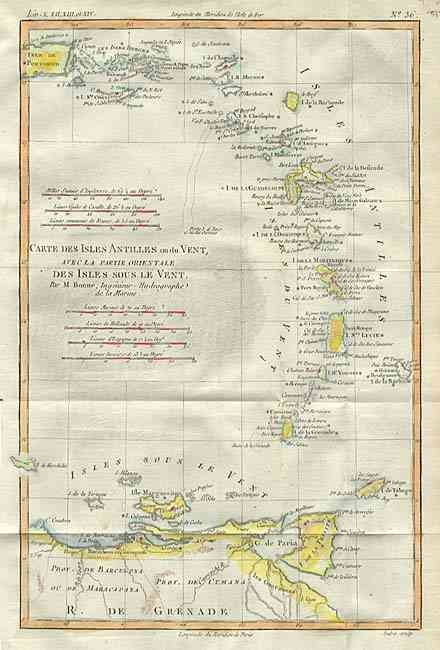 Supplement pour les Isles Antilles, extrait des Cartes Angloises [together with]  Carte des Isles Antilles ou du Vent, avec la Partie Orientale des Isles sous le Vent