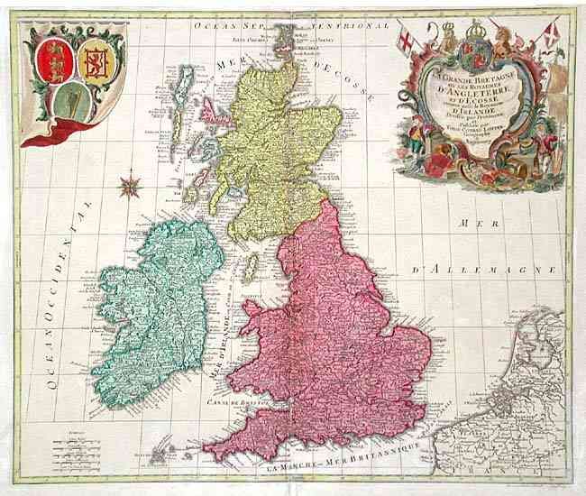 La Grande Bretagne ou les Royaumes d' Angleterre et d' Ecosse comme aussi le Royaume d' Irlande Divise par Provinces et Publiee