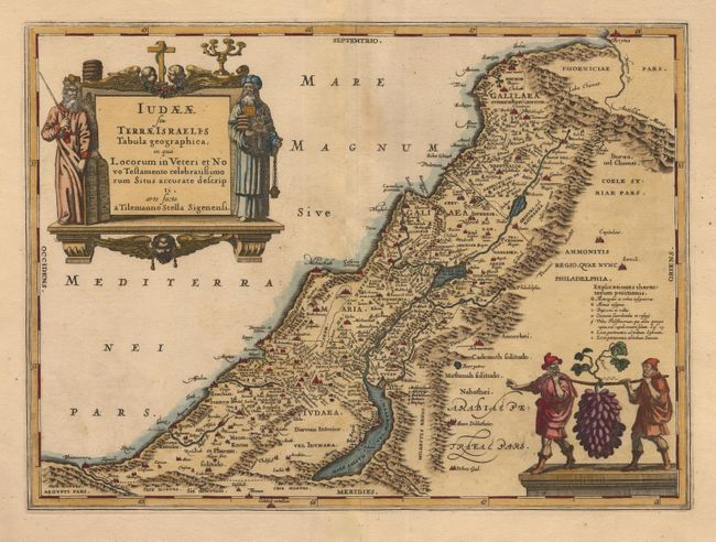 Iudaeae seu Terrae Israelis Tabula geographica; in qua Locorum in Veteri et Novo Testamento celebratisimo rum Situs accurate descripti arte sacta a Tilemanno Stella Sigenensi