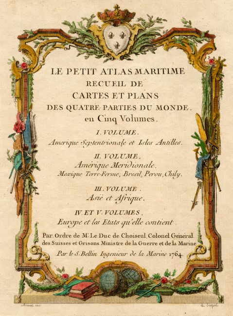 Le Petit Atlas Maritime Recueil de Cartes et Plans des Quatre Parties du Monde. En Cinq Volumes