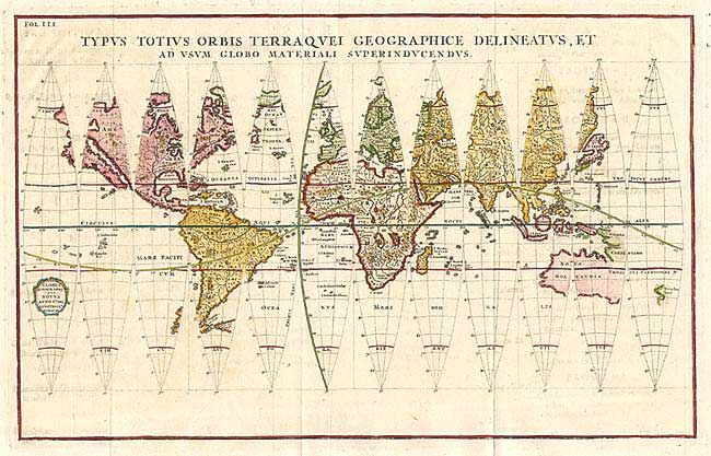 Typus Totius Orbis Terraquei Geographice Delineatus, et ad vsum Globo Materiali Superinducendus