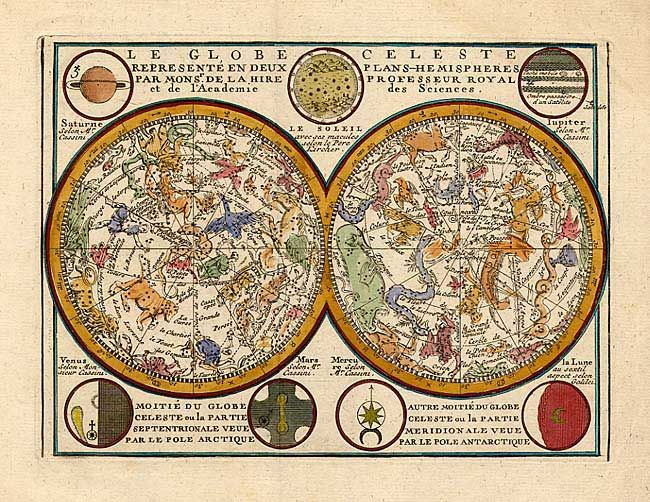 Le Globe Celeste Represente en deux Plans-Hemispheres