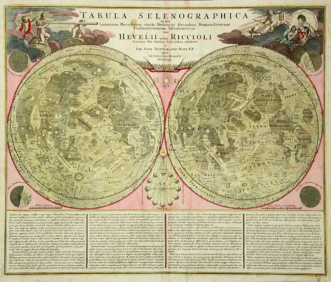 Tabula Selenographica in qua Lunarium Macularum exacta Descriptio secundum Nomenclaturam tam Hevelii quam Riccioli 