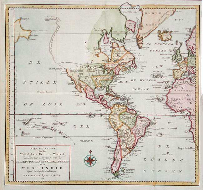Nieuwe Kaart van het Westelykste Deel der Weereld, dtenende tot aanwyzing van de Scheepstogten der Nederlanderen Naar West Indie