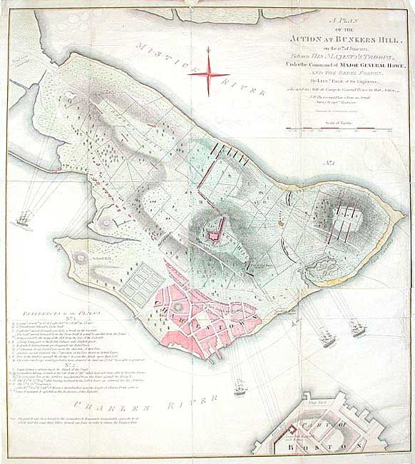 A Plan of the Action at Bunkers Hill, on the 17th of June 1775 Between His. Majesty's Troops, Under the Command of Major General Howe, and the Rebel Forces