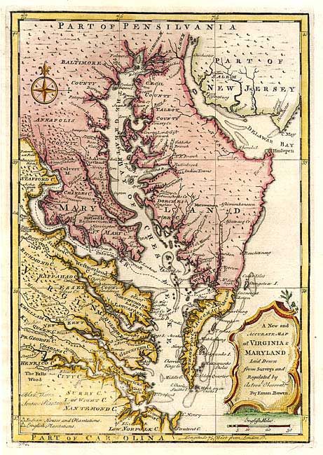 A New and Accurate Map of Virginia & Maryland, Laid Down from Surveys and Regulated by Astronl. Observatns.