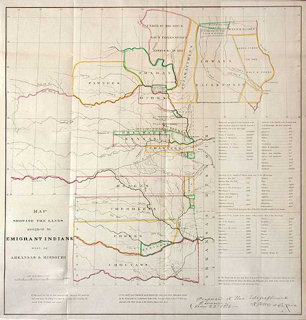 Map Showing the Lands Assigned to Emigrant Indians West of Arkansas & Missouri