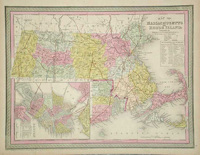 Map of Massachusetts and Rhode Island