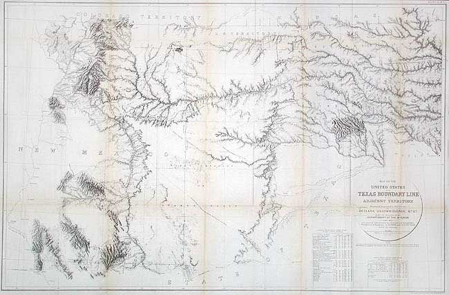 Map of the United States and Texas Boundary Line and Adjacent Territory determined & surveyed in  1857-8-9-60, by J.H. Clark U.S. Commissioner