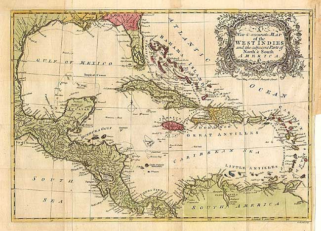 A New and Accurate Map of the West Indies and the adjacent Parts of North & South America