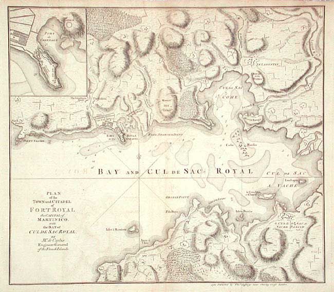 Plan of the Town and Citadel of Fort Royal the Capital of Martinico with the Bay of Culde Sac Royal