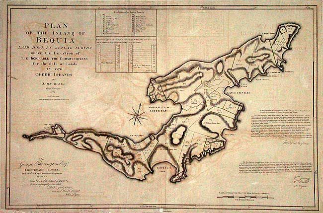 Plan of the Island of Bequia Laid Down by Actual Survey under the Direction of The Honorable The Commissioners for the Sale of Lands in the Ceded Islands