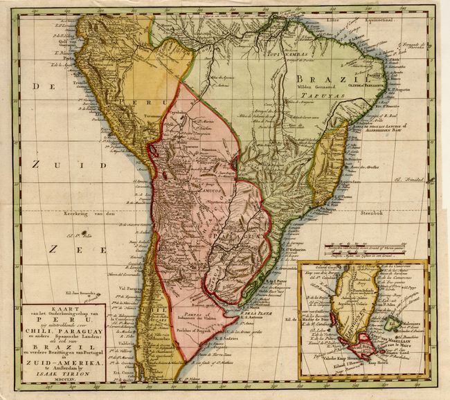 Kaart van het Onderkoningschap van Peru zig uitstrekkende: over Chile, Paraguay en andere Spaansche Landen als ook van Brazil en verdere Bezittingen van Portugal in Zuid-Amerika