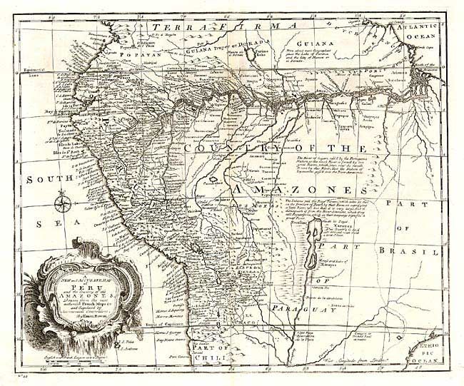 A New and Accurate Map of Peru, and the Country of the Amazones. Drawn from the most authentick (sic) French Maps &c.