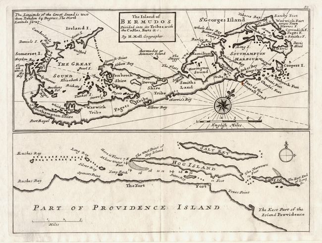 The Island of Bermudos Divided into its Tribes, with the Castles, Forts &c.