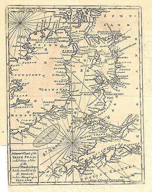 A Correct Chart of the Irish Sea, &c exhibiting a View of the several Islands & Bays, lately touch'd at by M. Thurot, in his Attempt upon Ireland