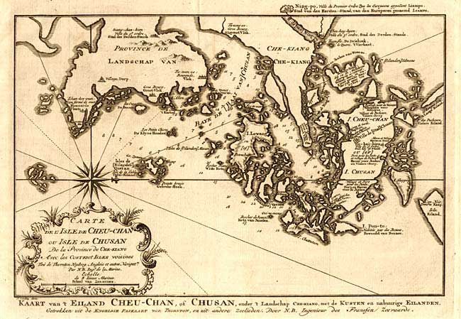 Carte de l' Isle de Cheu-Chan ou Isle de Chusan de la Province de Che-Kiang avec les Costes et Isles [with] Carte de la Baye d' Hocsieu et des Entrees de la Riviere de Chang