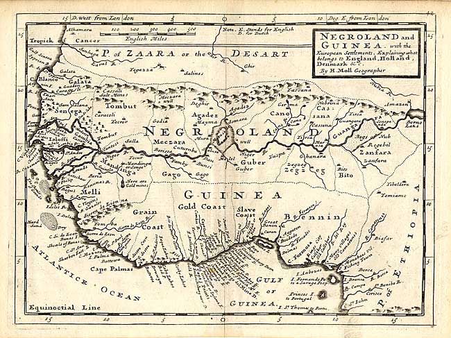 Negroland and Guinea with the European Settlements, Explaining what belongs to England, Holland, Denmark &c.