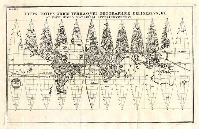 Typus Totius Orbis Terraquei Geographice Delineatus, et Ad usum Globo Materiali Superinducendus