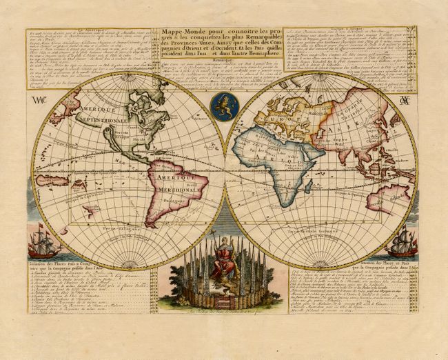 Mappe-Monde pour connoitre les progres & les conquestes les plus Remarquables