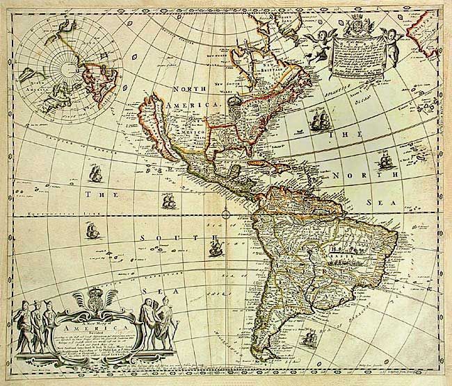 A New Mapp of America Devided According to the Best and Latest Observations and Discoveries wherein are discribed by thear Proper Names the seaverall Countries that Belonge to ye English