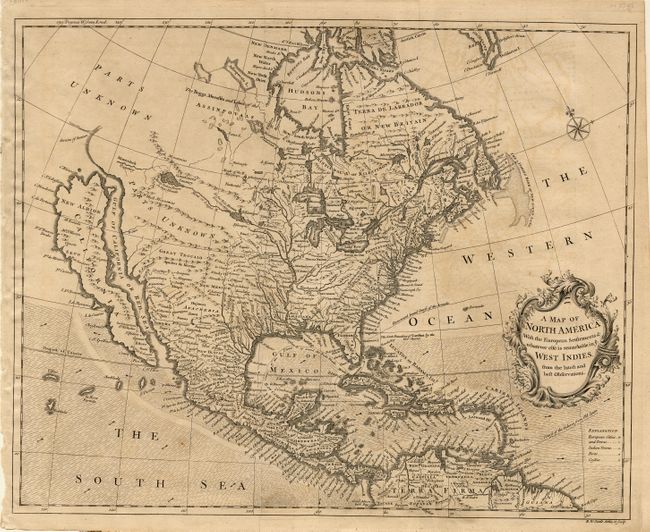 A Map of North America with the European Settlements & whatever else is remarkable in ye West Indies from the lastest and best Observations.