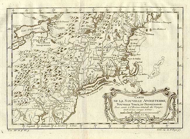 Carte de la Nouvelle Angleterre, Nouvelle Yorck, Pensilvanie