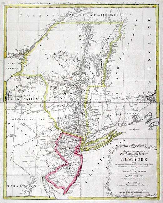 Mappa Geographica Provinciae novae Eboraci ab Anglis New-York Nova Jersey