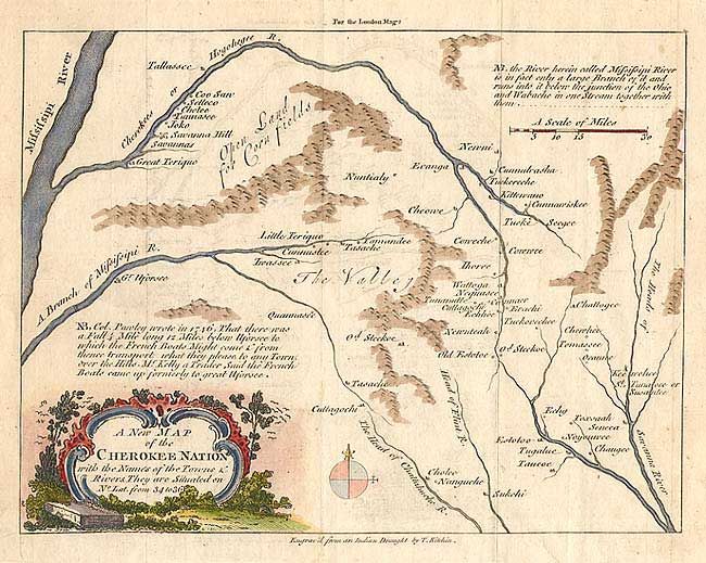 A New Map of the Cherokee Nation with the Names of the Towns & Rivers