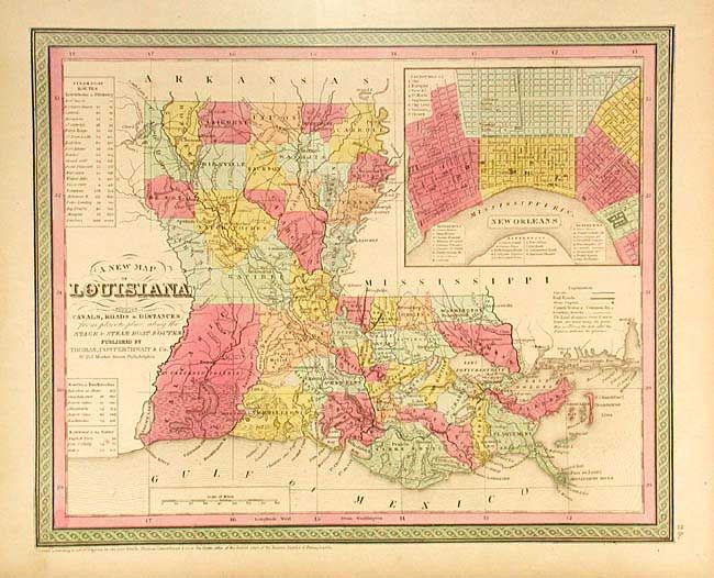 A New Map of Louisiana with its Canals, Roads & Distances from place to place, along the Stage & Steam Boat Routes