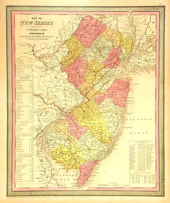 Map of New Jersey Reduced from T. Gordon's Map