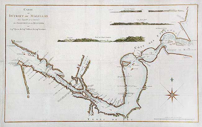 Carte du Detroit de Magellan dans laquelle on an Insere les Observations et les Decouvertes du Capne. Byron, du Capne. Wallis, et du Capne. Carteret.