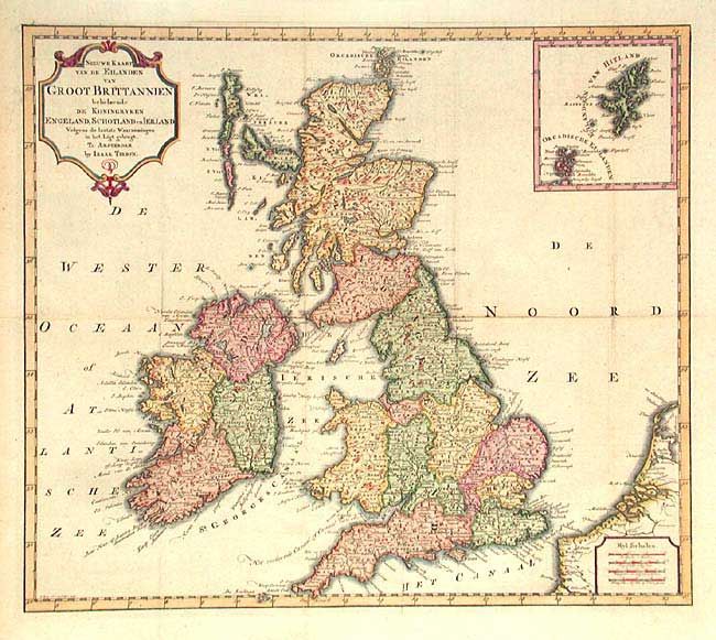 Nieuwe Kaart van de Eilanden van Groot Brittannien behelzende de Koningryken Engeland, Schotland en Ireland