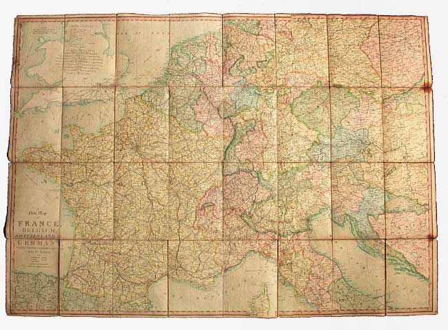 A New Map of France, Belgium, Switzerland & part of Germany containing all the Post & Cross Roads, with the Rivers, & Canals, also the Old & New Divisions