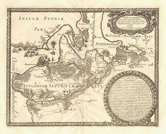 Tabula Geographica Iutia Septentrionali vt et Oppidorum Coldingoe, Medelfarthi, Friderici-uddoe, et Sophia-uddoe