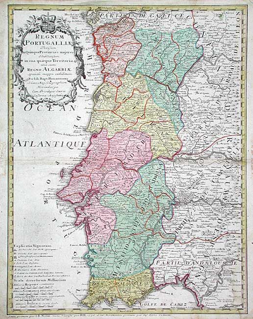 Regnum Portugalliae Divisum in Quinque Provincias majores & Subdivisum in sua quaeque Territoria una cum Regno Algarbiae