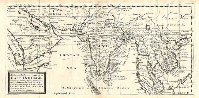 A Map of the Continent of the East-Indies &c