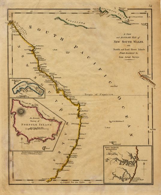 A New and Accurate Map of New South Wales, with Norfolk and Lord Howe's Islands Port Jackson &c.