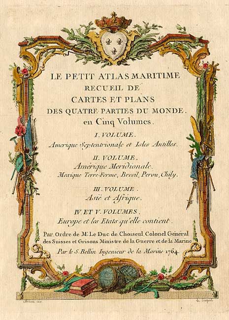 Le Petit Atlas Maritime Recueil de Cartes et Plans des Quatre Parties du Monde. En Cinq Volumes