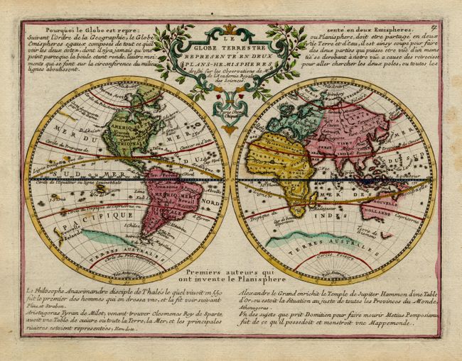 Le Globe Terrestre Represente en Deux Plans-Hemispheres
