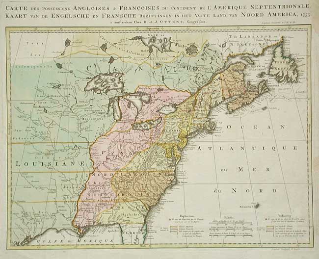 Carte des Possessions Angloises & Francoises du Continent de l' Amerique