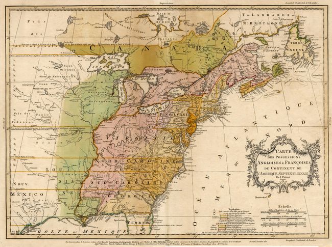 Carte des Possessions Angloises & Francoises du Continent de l' Amerique Septentrionale