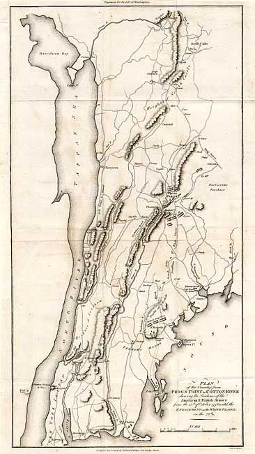 Plan of the Country from Frogs Point to Cotton River shewing the Positions of the American & British Armies from the 12th of October 1776 until the Engagement on the White Plains on the 28th