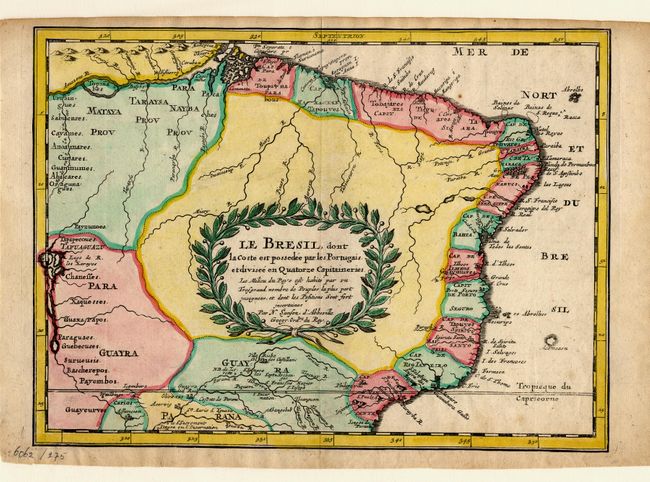 Le Bresil dont la Coste est possedee par les Portugais et divisee en Quatorze Capitaineries